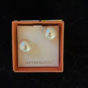 Gorgeous Large Round Pearl Earrings by Mythologie